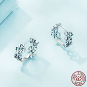 women's silver lucky clover earrings, view 4 - MRSLM