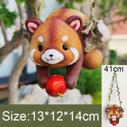Resin raccoon statue climbing rope, view 3 - MRSLM