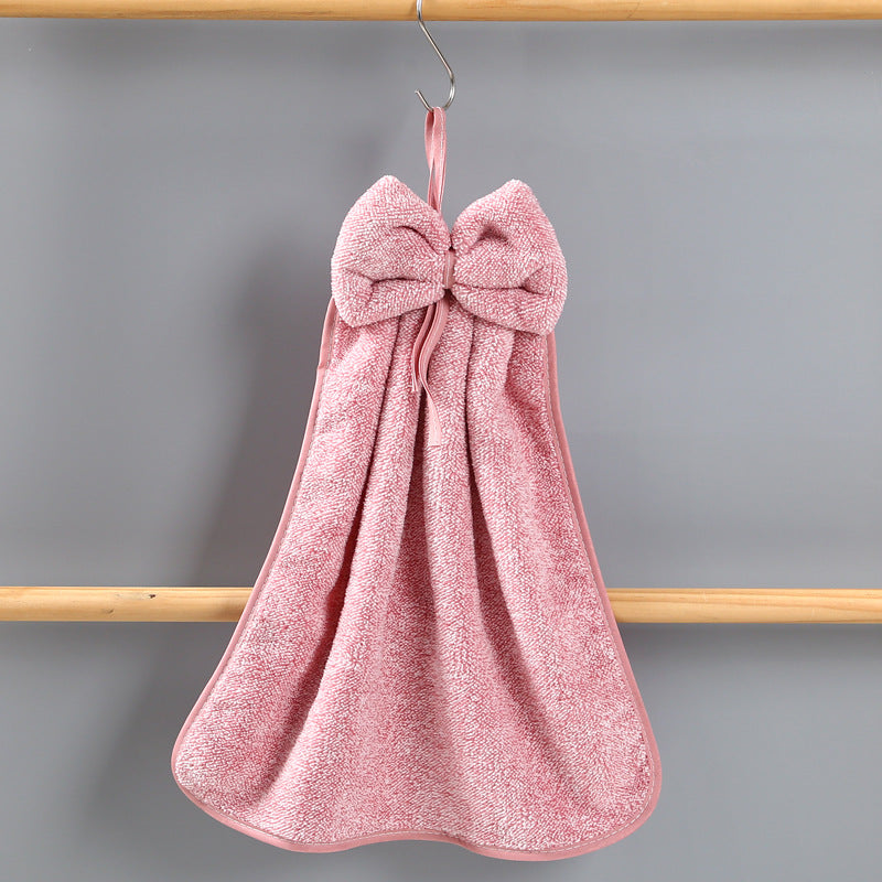 bowknot coral velvet hand towel, view 10 - MRSLM