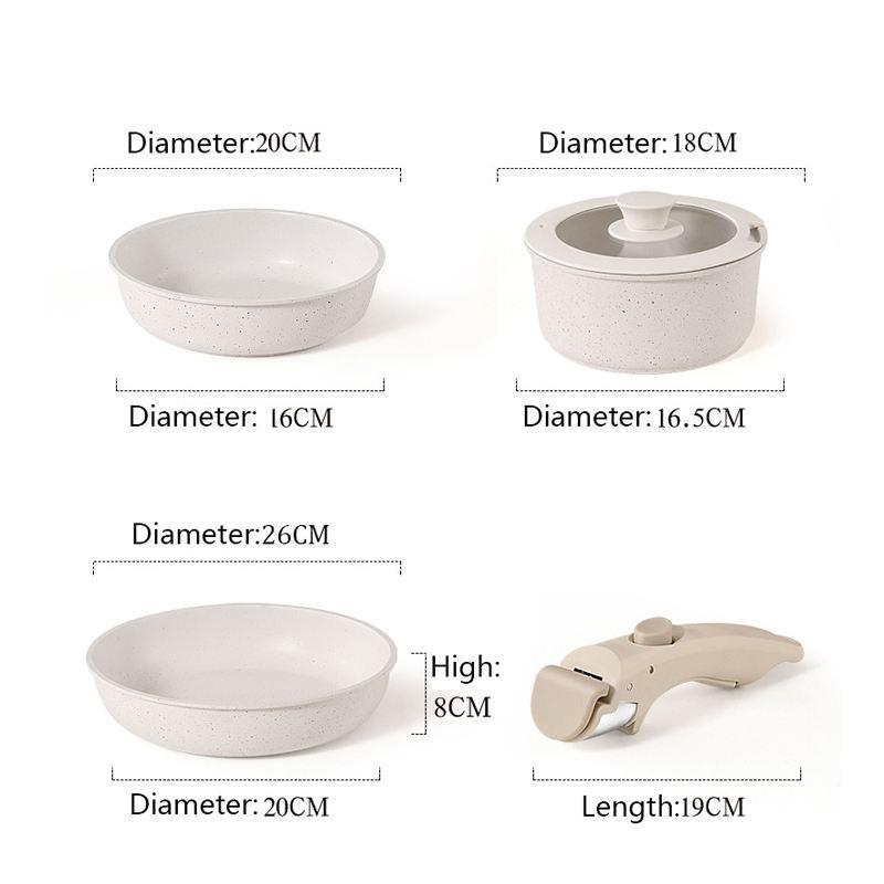 5-piece nonstick cookware set with removable handles, view 2 - MRSLM