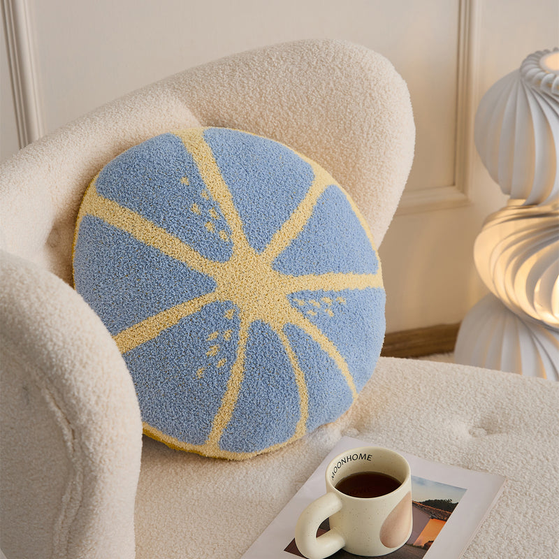 Lemon design round throw pillow, view 2 - MRSLM