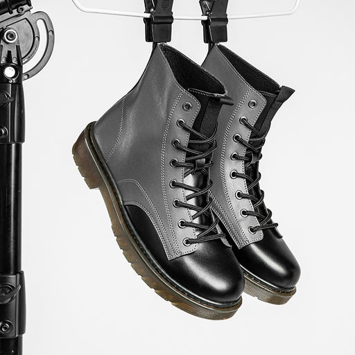 men's mixed colors leather ankle boots, view 3 - MRSLM