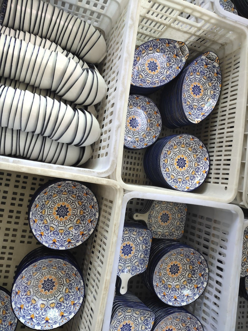 bohemian ceramic plates and bowls set, view 3 - MRSLM