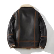 plus size fleece-lined polo collar jacket, view 3 - MRSLM