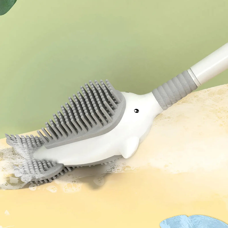 whale-themed silicone toilet brush with wall mount, view 8 - MRSLM