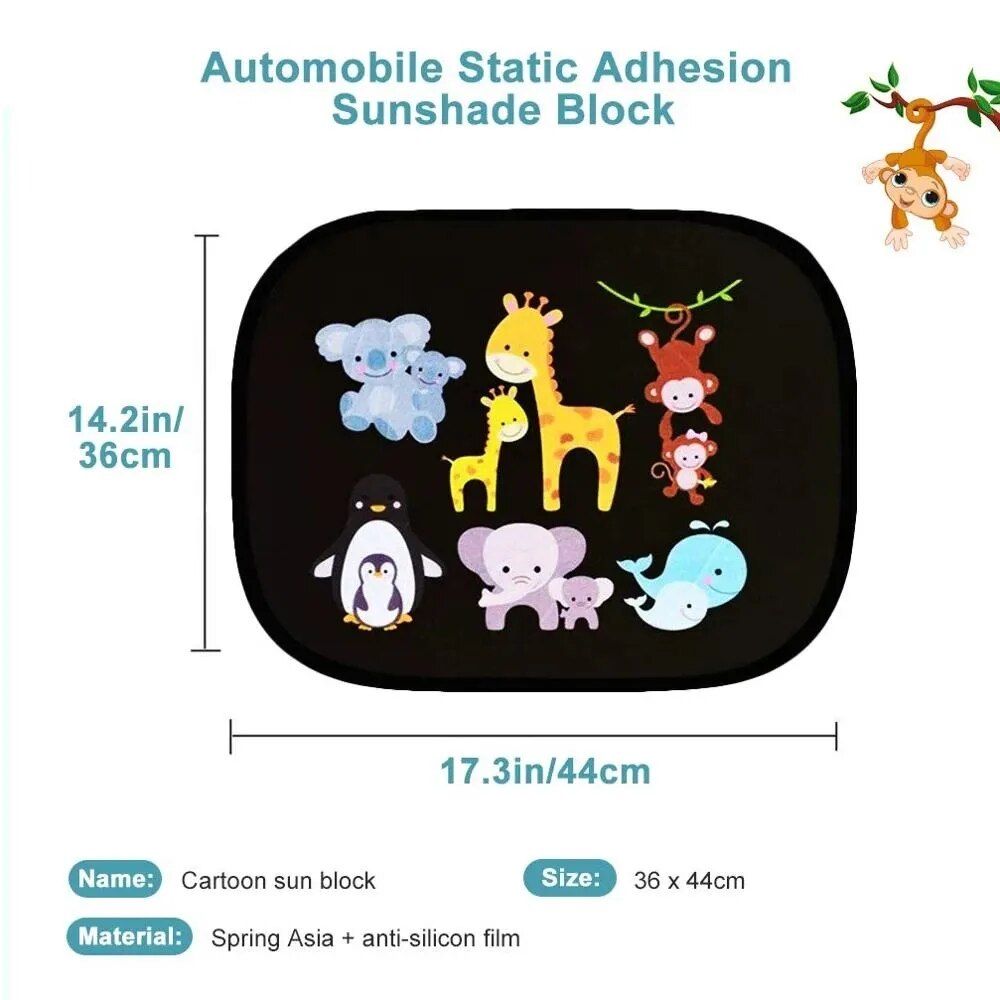 Cute Cartoon Car Sun Shade for Side Windows - UV Protection, Electrostatic Adsorption, 44x36cm