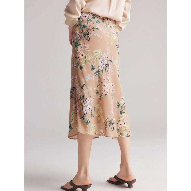 chiffon floral A-line skirt, view 5 - MRSLM