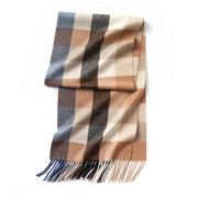 plaid cashmere scarf with tassels, view 10 - MRSLM