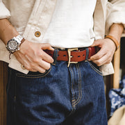 men's cowhide leather belt, view 4 - MRSLM