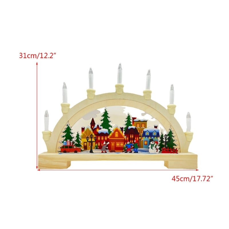Wooden Christmas LED Bridge Lamp Decorations