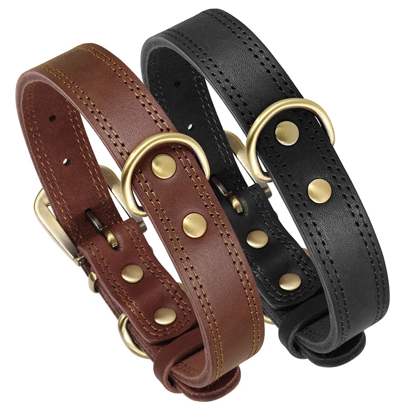 adjustable real leather dog collar, view 8 - MRSLM