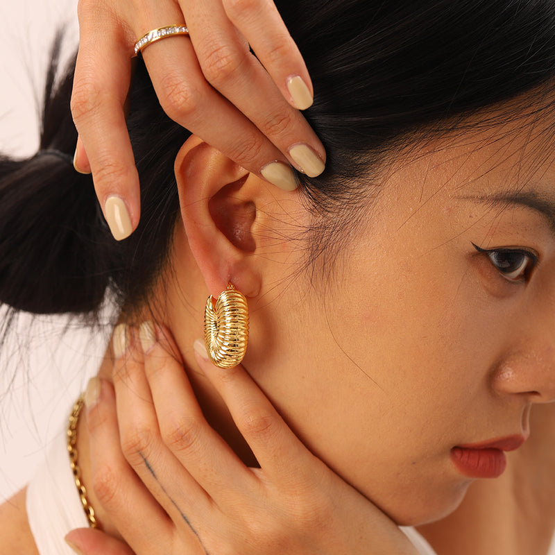 large snail shell hoop earrings, view 4 - MRSLM