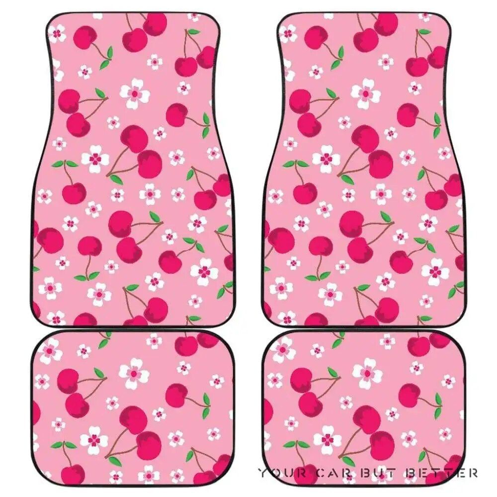 Cherry Blossom Car Mats with Pink Backdrop