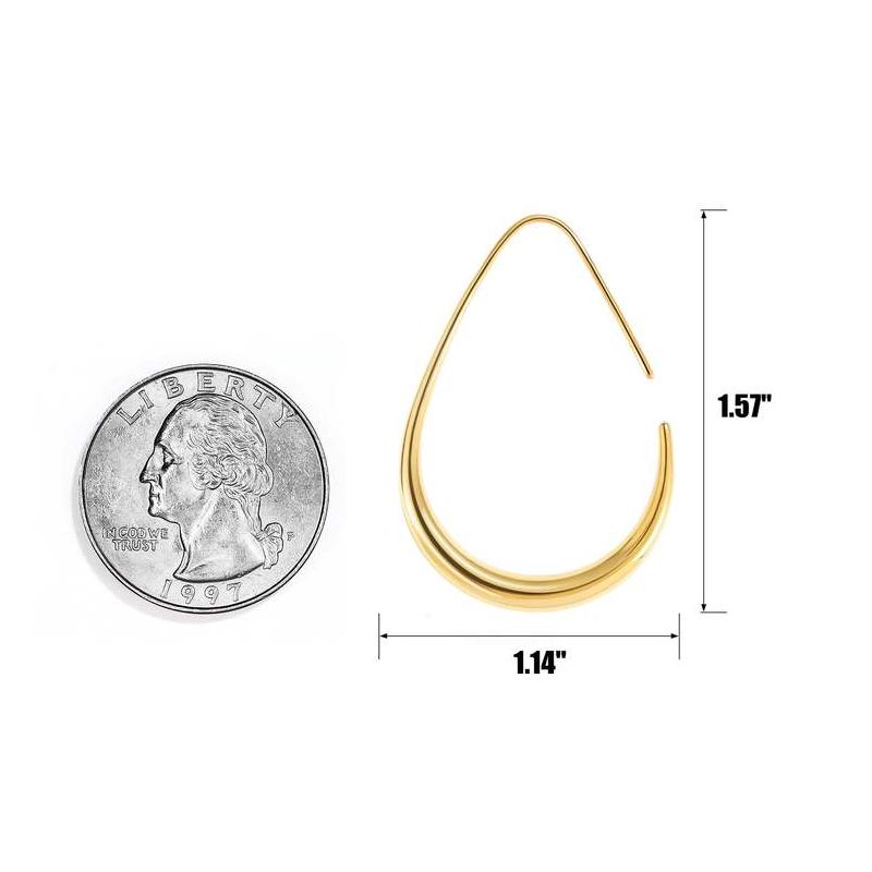 14K gold plated teardrop hoop earrings, view 6 - MRSLM