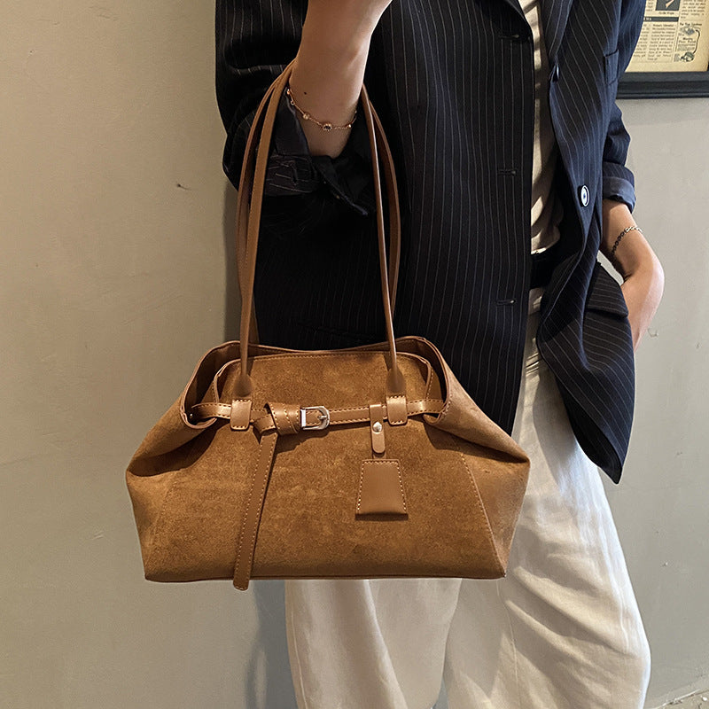 Women's frosted suede-look tote bag, view 2 - MRSLM