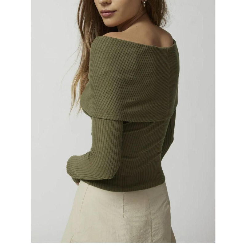 off-shoulder knit sweater, view 20 - MRSLM