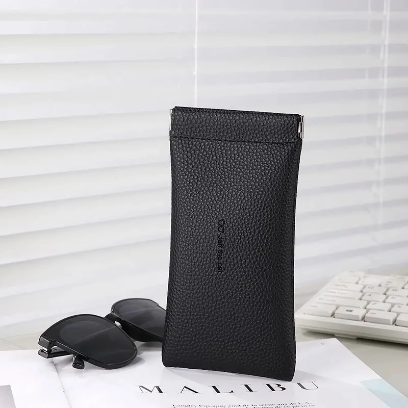 pu leather glasses case with automatic closure, view 5 - MRSLM