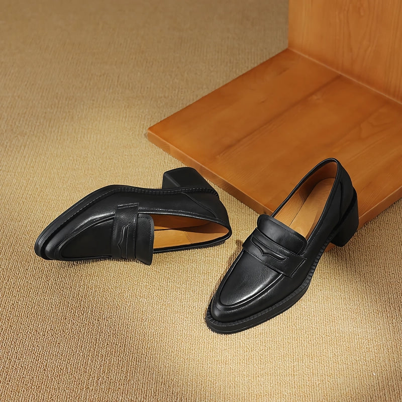 women's leather square heel pumps, view 12 - MRSLM