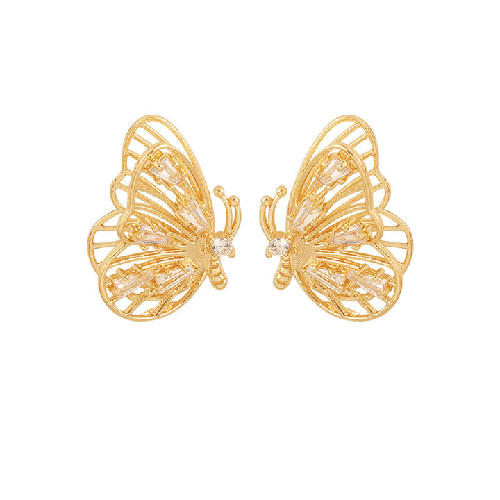 Temperament Simple Vintage Three-dimensional Butterfly Earrings Female