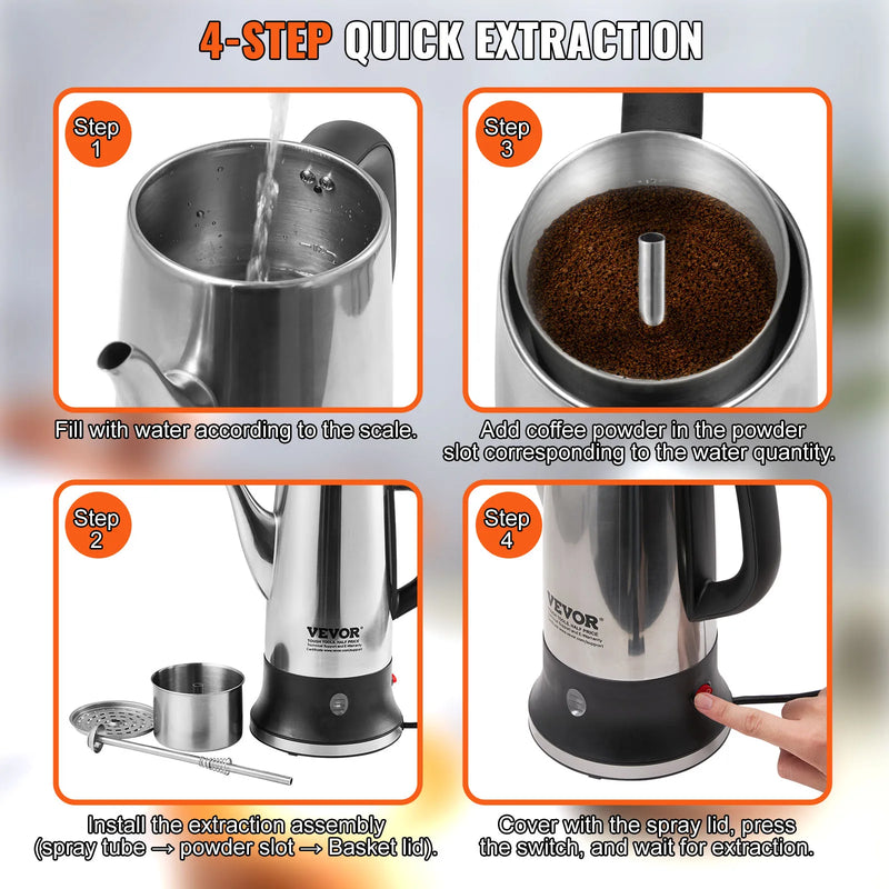12-cup electric percolator coffee pot, view 7 - MRSLM