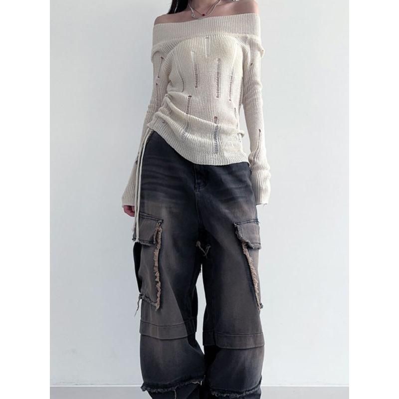 knitted hollow out pullover, view 9 - MRSLM