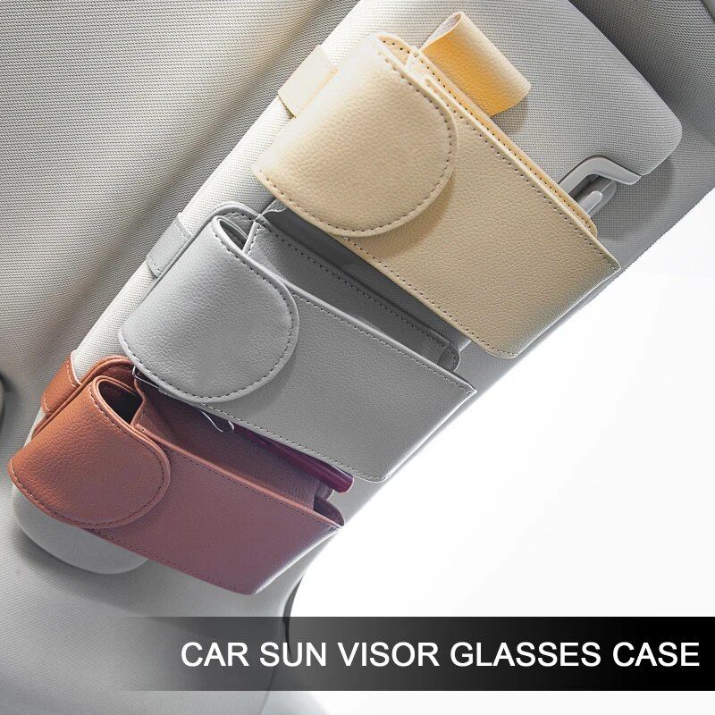 Leather Sun Visor Glasses and Card Organizer for Cars