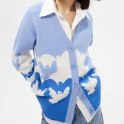 Blue V-neck knit cardigan - MRSLM