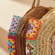 colorful woven beach shoulder bag, view 6 - MRSLM
