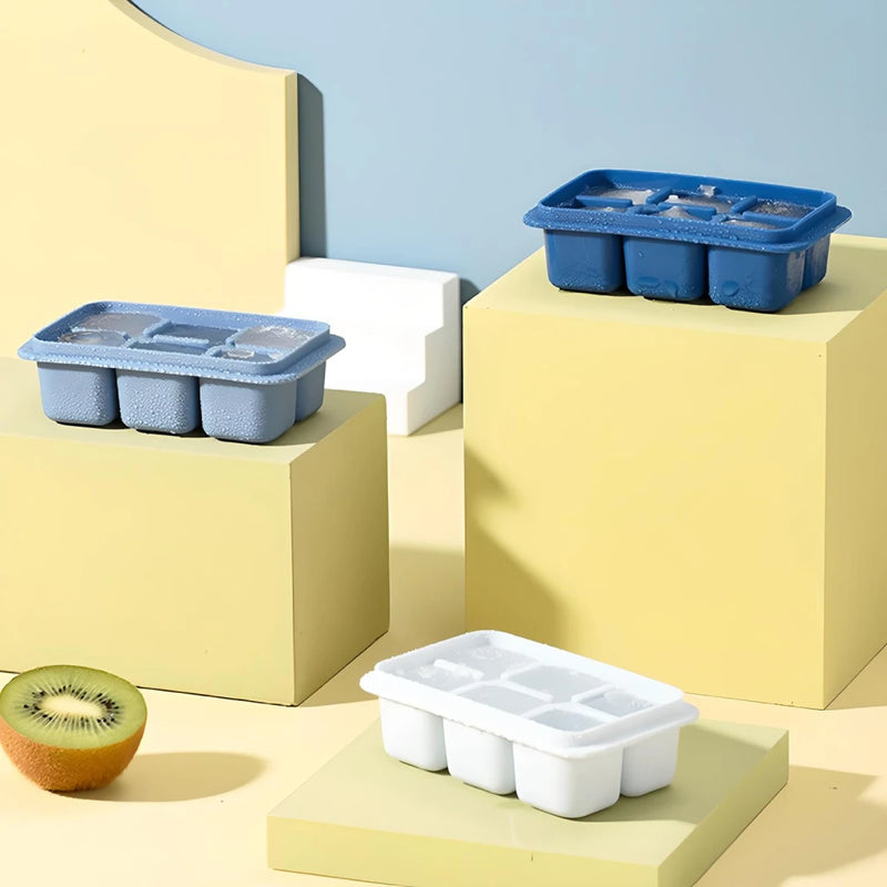 blue ice cube tray with removable lid, view 5 - MRSLM
