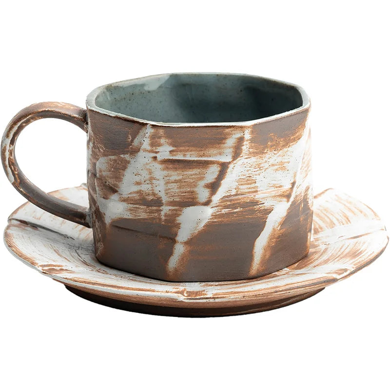 japanese retro ceramic coffee cup and saucer set, view 6 - MRSLM