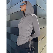 asymmetrical cropped hoodie, view 2 - MRSLM