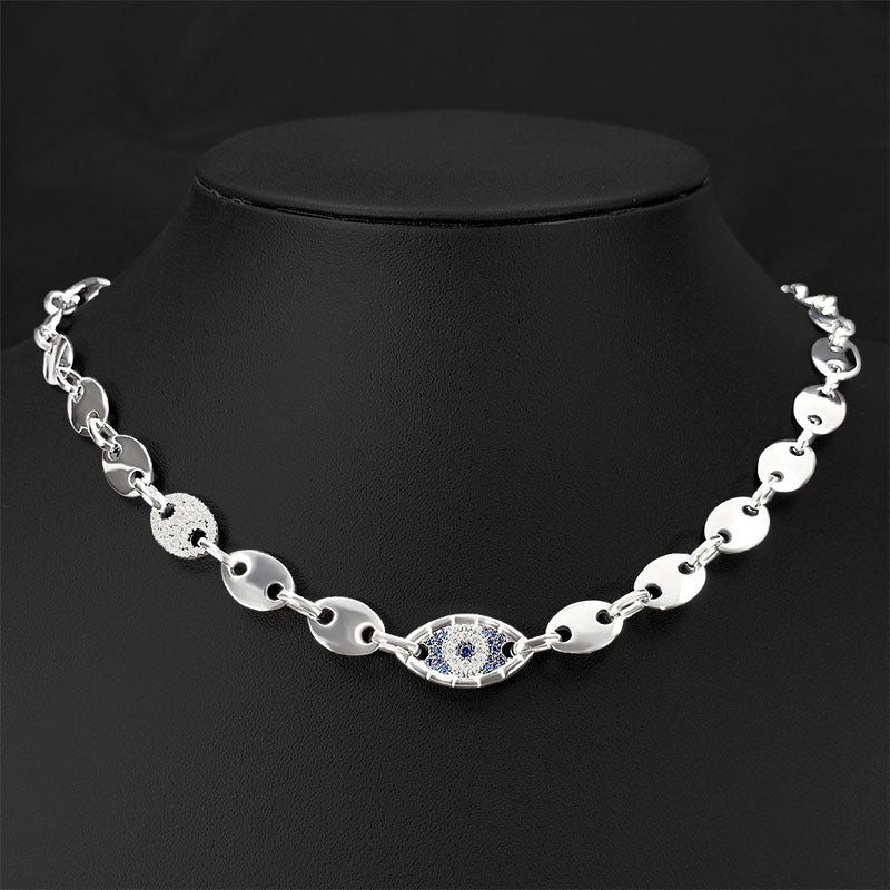 925 silver eye ring couple necklace, view 3 - MRSLM