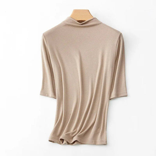 mock neck wool blend t-shirt, view 7 - MRSLM