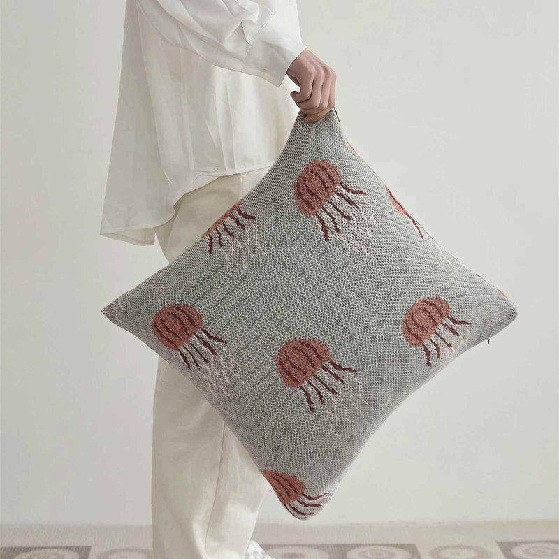 jellyfish knitted cotton pillow cover, view 5 - MRSLM