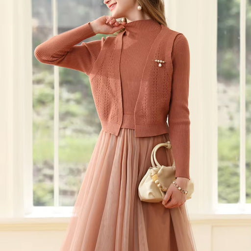 knitted turtleneck A-line dress - MRSLM