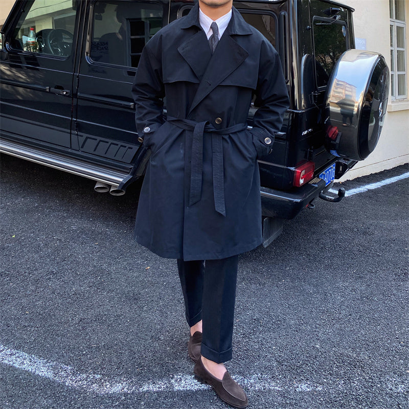 Mid-length double-breasted trench coat, view 3 - MRSLM