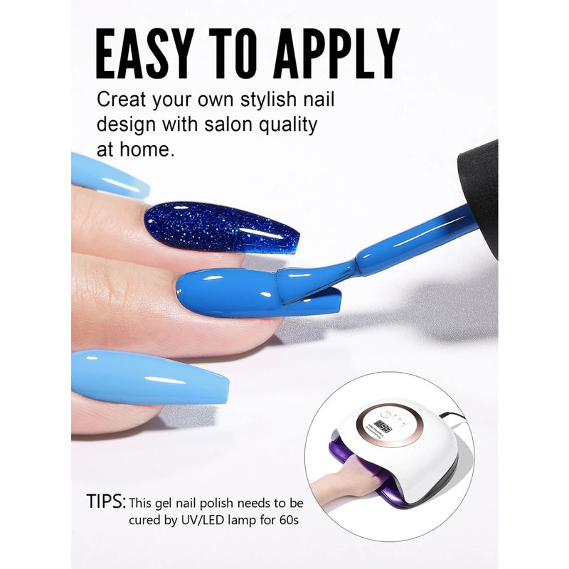 royal blue sparkle gel nail polish, view 3 - MRSLM