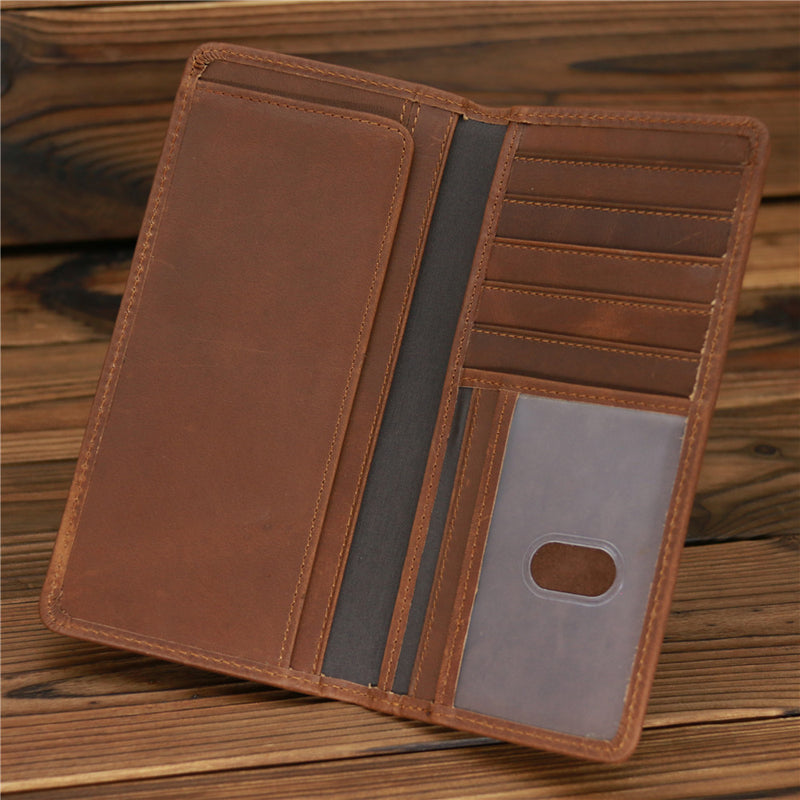 Men's crazy horse leather long wallet, view 6 - MRSLM