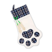 Buffalo plaid pet Christmas stocking with paw print, view 11 - MRSLM