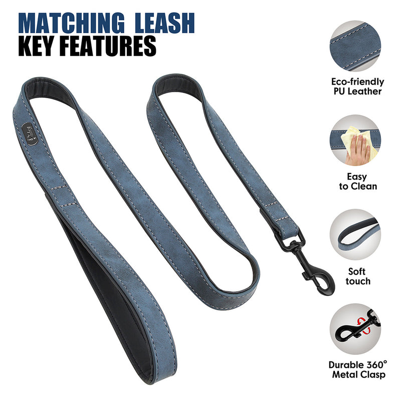 durable padded dog collar and leash set, view 10 - MRSLM