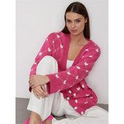 Heart print knitted cardigan, view 3 - MRSLM