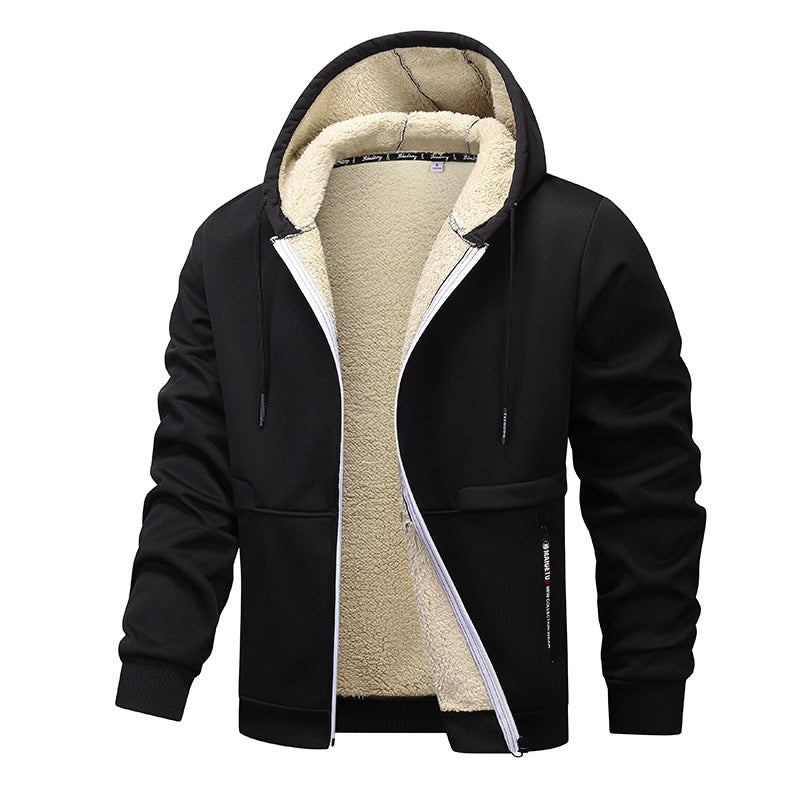 Men's sherpa lined zip-up hoodie jacket, view 3 - MRSLM