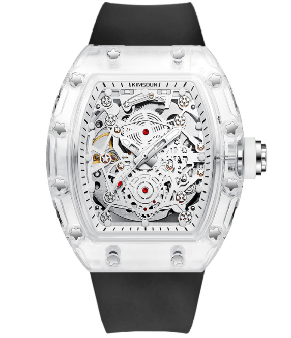 transparent barrel skeleton automatic watch, view 4 - MRSLM