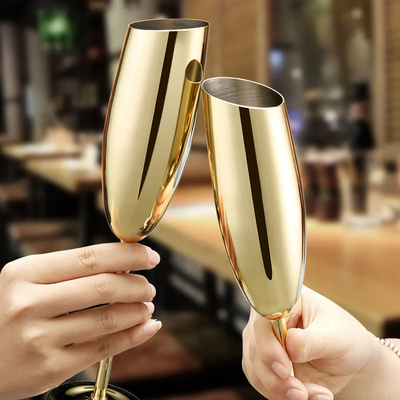 stainless steel champagne glass set, view 5 - MRSLM