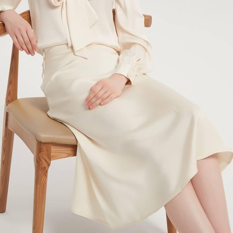 satin a-line midi skirt, view 4 - MRSLM