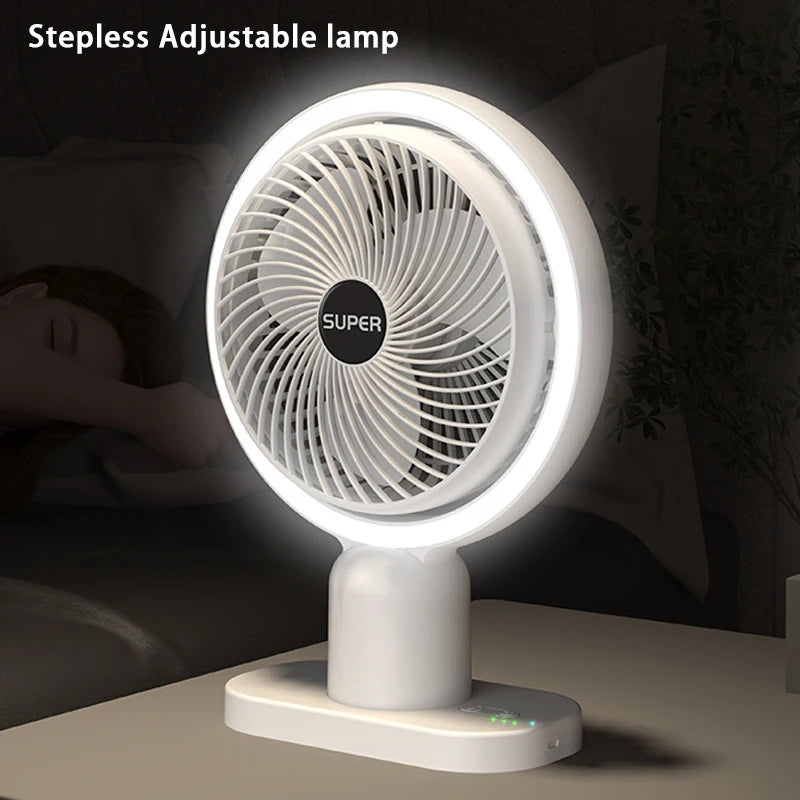 mini rechargeable desk fan with light, view 6 - MRSLM