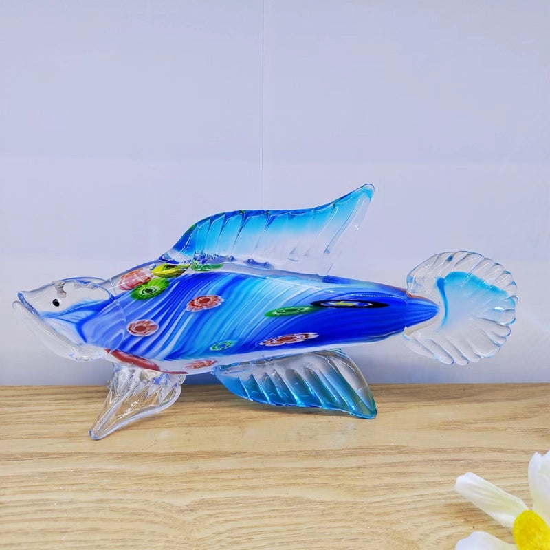 Blue glass ocean fish ornament, view 9 - MRSLM