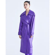 purple faux leather trench coat, view 4 - MRSLM