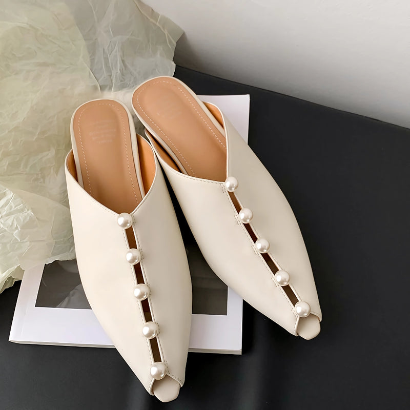 Pearl embellished leather mules, view 5 - MRSLM
