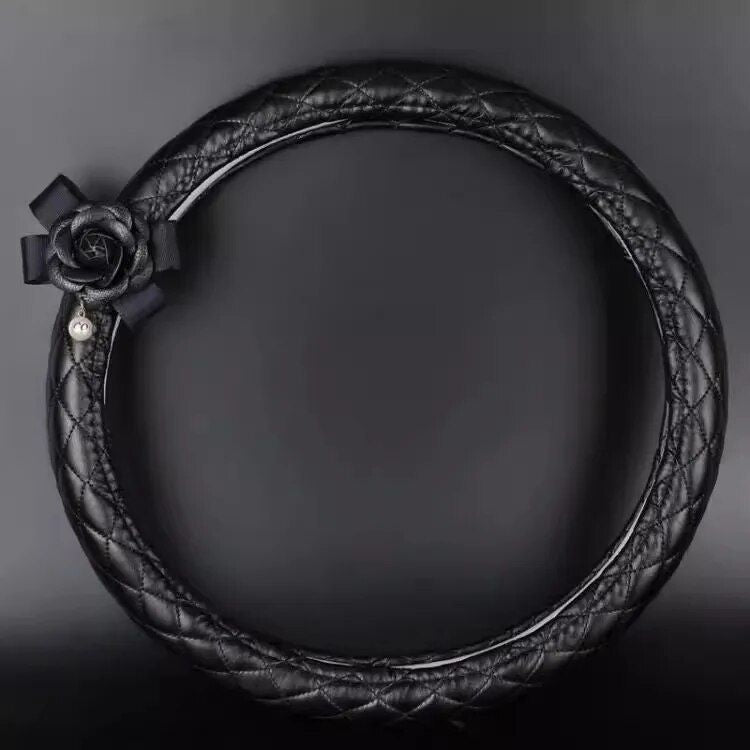 Camellia car steering wheel cover, view 2 - MRSLM